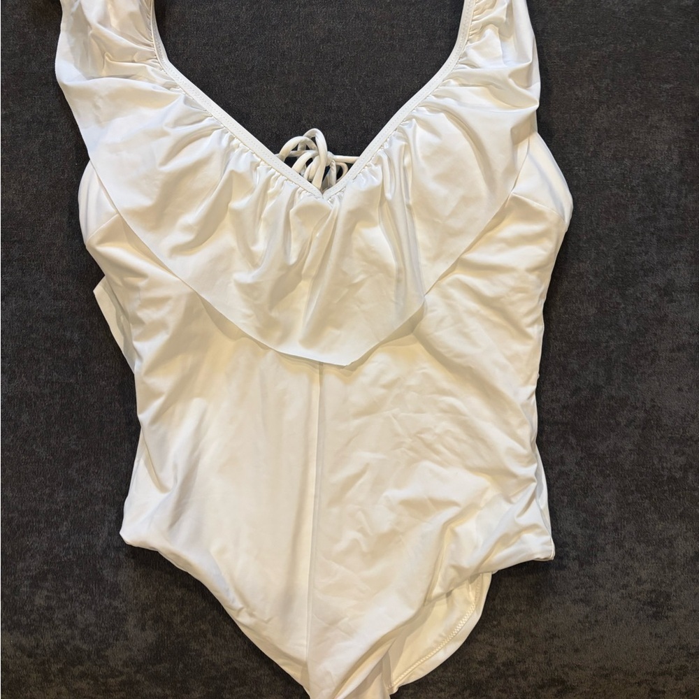 White Ruffled One-Piece Swimsuit